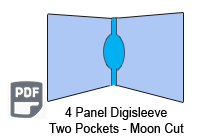 4 Panel CD digisleeve template two discs moon cut