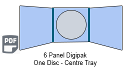 6 Panel CD digipak One Disc Centre Tray 6 Panel CD Digipak Centre Tray